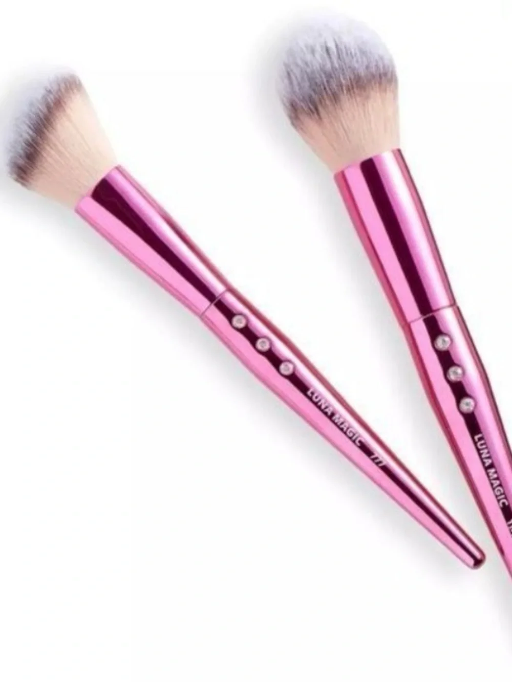 Luna Magic Face Brush Set Metallic Pink Powder & Foundation Blending Brush Duo